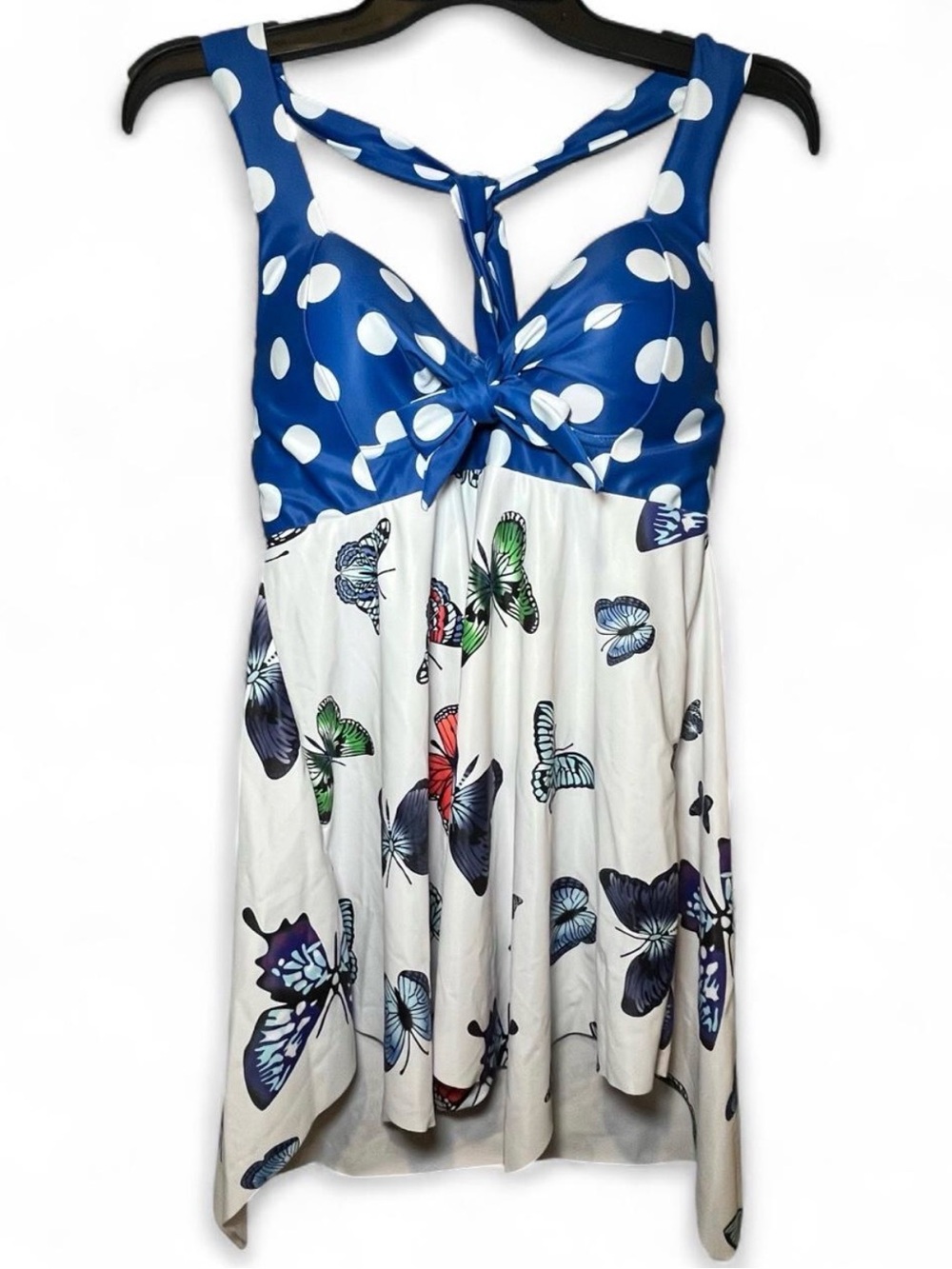 Dressfo Polka Dot Tankini top colorful butterfly print swimwear